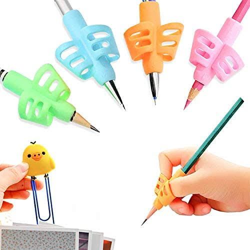 Children Pencil Holder Tools Silicone Two Finger Ergonomic Posture Correction Tools Pencil Grip Writing Aid Grip(random color) ValueKartPk