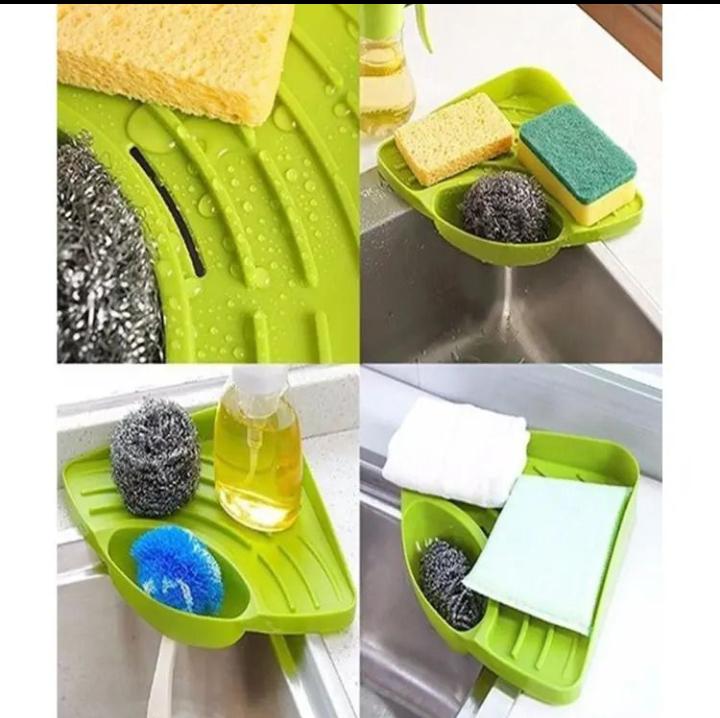 Multi-purpose Triangular Sink Drain Rack Soap Rag Dishcloth Holder Kitchen Bathroom Sink Corner Storage Basket Sponge Holder(random color) ValueKartPk