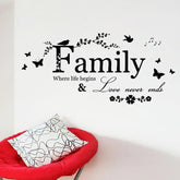 Family Love Never Ends Quote Vinyl Wall Sticker Wall Decals Lettering Art Words Stickers Home Decor Wedding 20cm x 57cm ValueKartPk