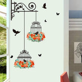 Creativity 3D Bird Cage Self-adhesive Wall Sticker DIY Waterproof PVC Simulation WallPaper Home Decoration 70 x 25cm ValueKartPk