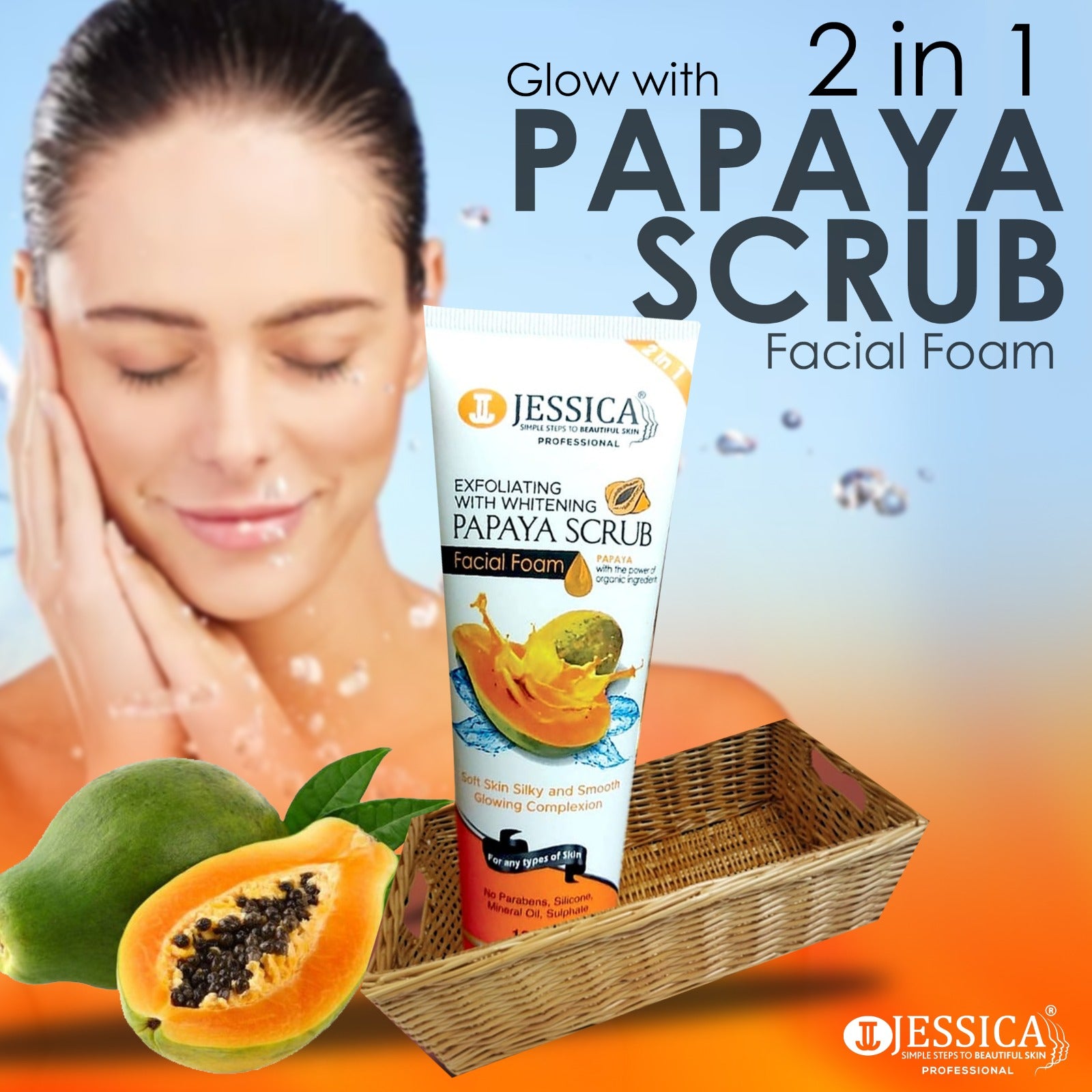 Jessica Exfoliating with Whitening Papaya Scrub Face Wash ValueKartPk