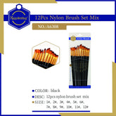 12Pcs Multi Shape Brush Black Handle ValueKartPk