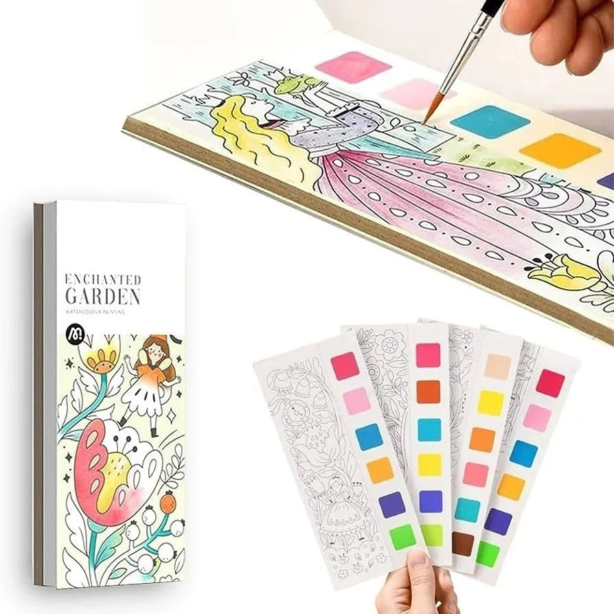 1 Book Magic Drawing Doodle Water Color Painting Book 12 Pages With 1pcs Brush ValueKartPk