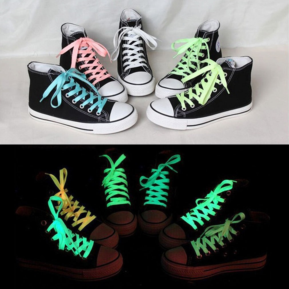 1 pair Luminous Glow in The Dark Shoelaces For Boys Girls Fun Light Up Glow Strap Flash Shoe Laces (Green Color) ValueKartPk