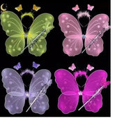 Kids Baby Fairy Wings Fashion Butterfly Wings Dress Up Party 3 pcs set (wing+Stick+ hairband) ValueKartPk