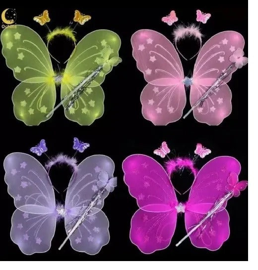 Kids Baby Fairy Wings Fashion Butterfly Wings Dress Up Party 3 pcs set (wing+Stick+ hairband) ValueKartPk