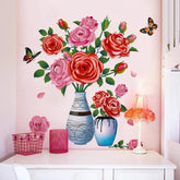 Vase Flower Decorative Sticker Wall sticker PVC 7D 8D for Home Wall Decoration.(Random Design) ValueKartPk