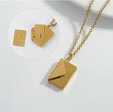 Love Letter Envelop Pendent For Girls - Golden Color ValueKartPk