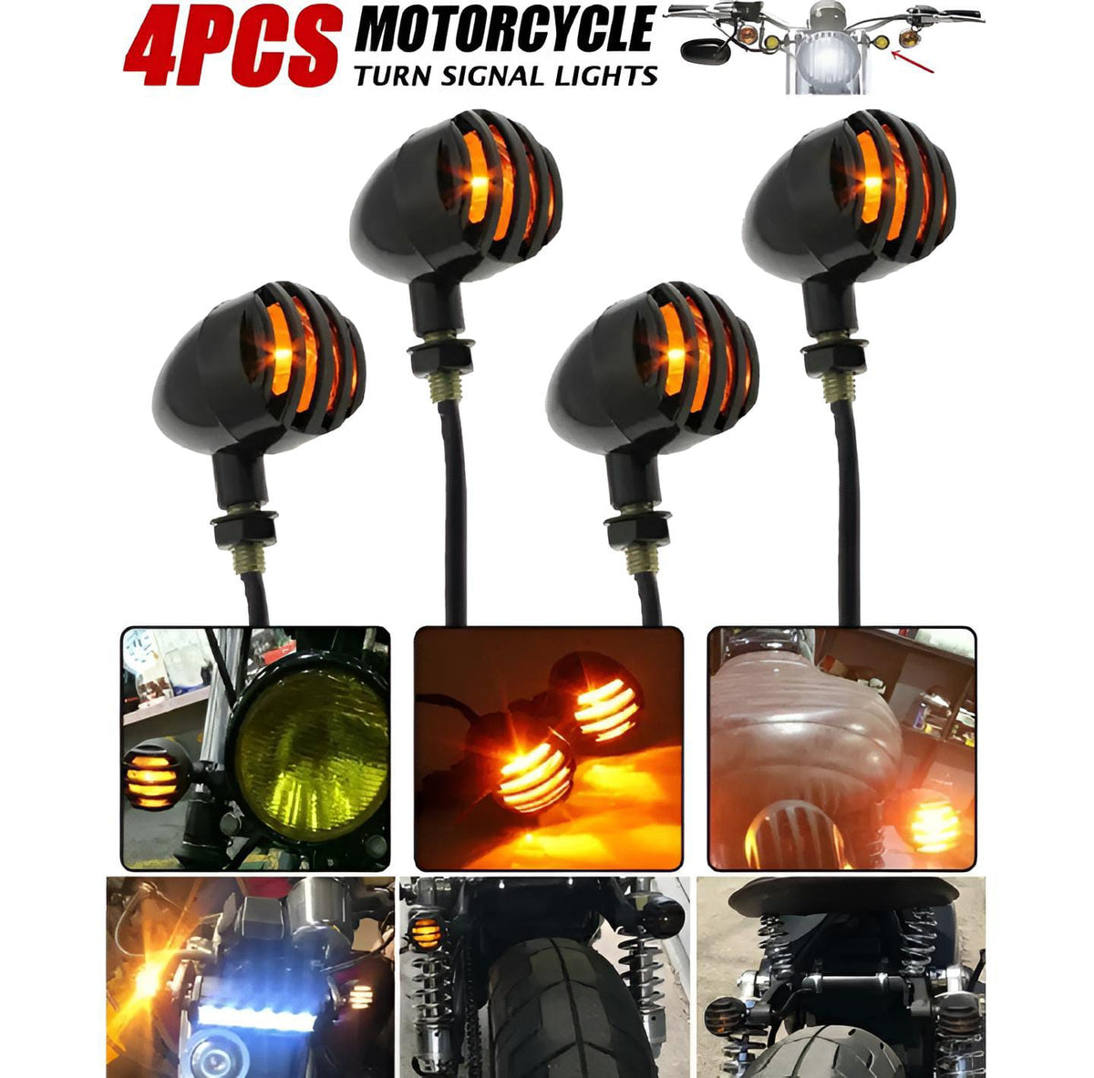 Pack of 4 grill indicators yellow led for bikes ValueKartPk