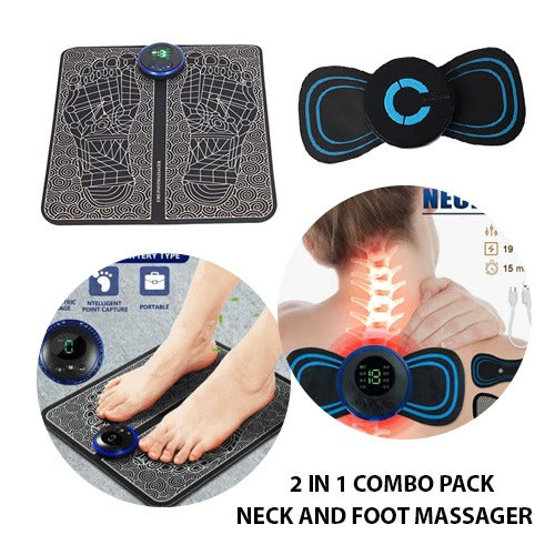 (Pack Of 2) EMS Massager for Neck & Foot Combo Pack With rechargeable Battery ValueKartPk