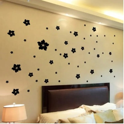 38pcs/set Mixed Big And Small Size Hibiscus Flowers Shape Wall Stickers For Kids Rooms Wall Decals ValueKartPk