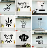 9 Different Piece Kitchenwares Wall Stickers Decorative Sticker | 12x12 inch each sticker ValueKartPk