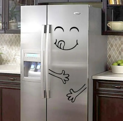 4 Different Funny Fridge Stickers Eating Drinking Smiley Face Wall Stickers For Dining Room Home Decoration Diy Vinyl Art Wall Decal Refrigerator Sticker ValueKartPk