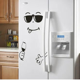 4 Different Funny Fridge Stickers Eating Drinking Smiley Face Wall Stickers For Dining Room Home Decoration Diy Vinyl Art Wall Decal Refrigerator Sticker ValueKartPk