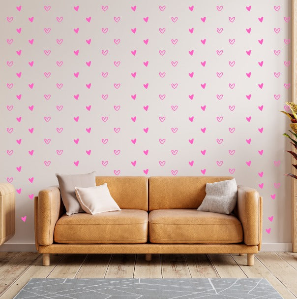 90 Heart Shaped Stickers Line Art For Wall Decoration | Heart Patterns | 1.9inch each ValueKartPk