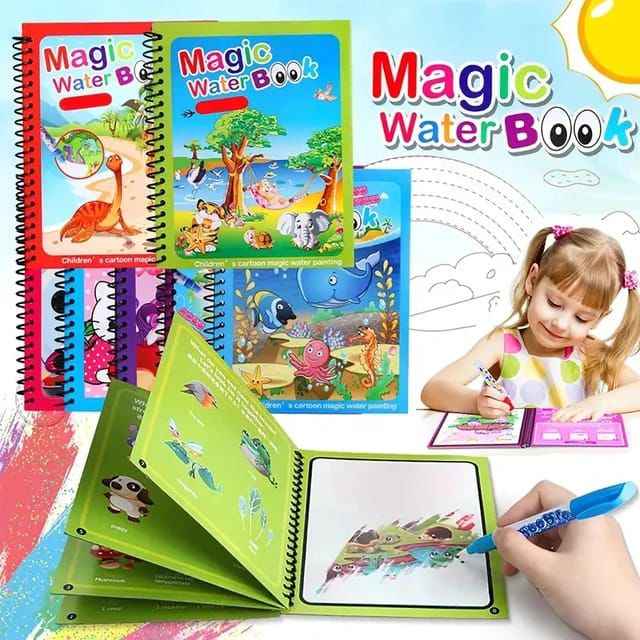 Magic Water Book Painting Drawing Coloring Board Book Doodle &amp; Magic Water Pen (random book ) ValueKartPk