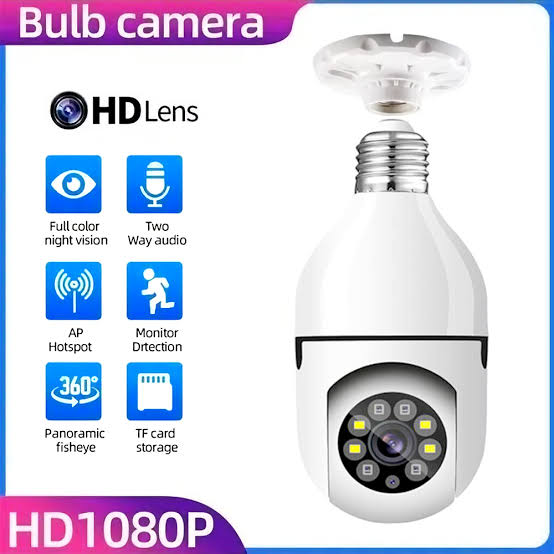 Speed-X Bulb Camera 1080p Wifi 360 Degree Panoramic Night Vision Two-Way Audio Motion DetectionNew Speed-X Bulb Camera 1080p Wifi 360 Degree Panoramic Night Vision Two-Way Audio Motion Detection ValueKartPk