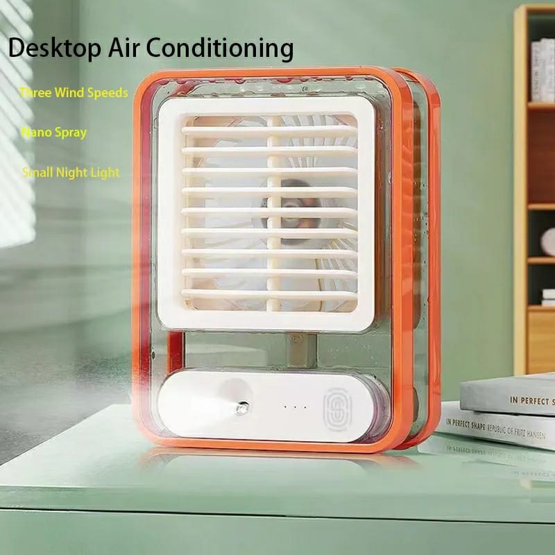 Portable Desktop Air Conditioner USB Mini Air Cooler Fan Water Cooling Fan with 3 Speed Spray Humidifier Purifier for Car Home Rechargeable (random color) ValueKartPk