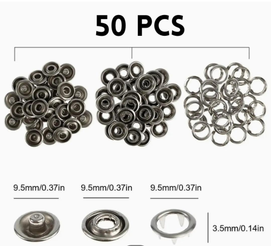 Imported Quality 50 Metal Snaps tich Buttons ValueKartPk