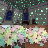 Pack of 100 -  Multicolor 3D Glowing Star Night Dark Room Decor ValueKartPk