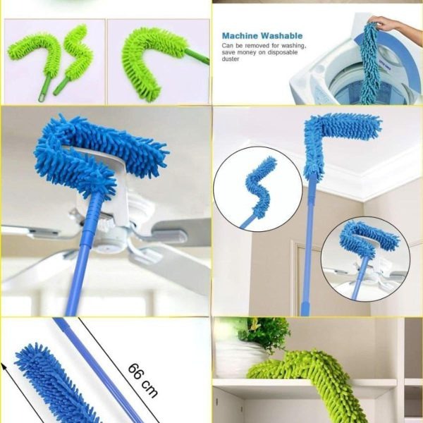 Fan Duster Flexible Micro Fiber Duster With Telescopic Stainless Steel Handle for Fan Cleaning Specially (random color) ValueKartPk