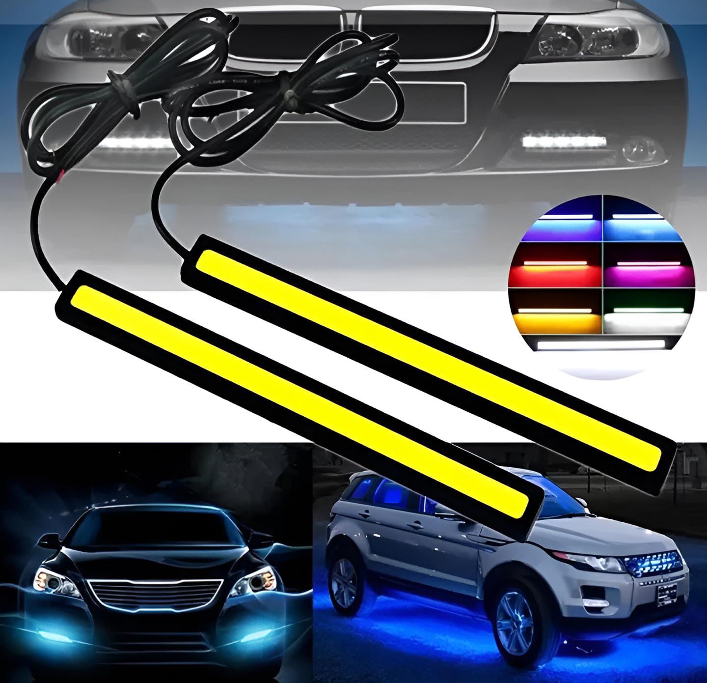 2/4 pcs LED Strip Light  For Motorcycles, Cars Waterproof LED Light Universal Fitment ValueKartPk