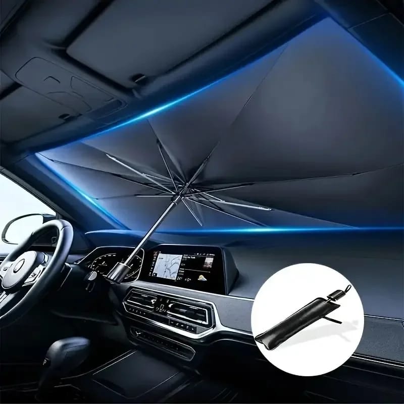 Car Umbrella Sunshade Car Windshield Sun Shade Umbrella, Sun Visor Protector, Foldable Front Window Sunshade Umbrella, Heat Insulation Protection ValueKartPk