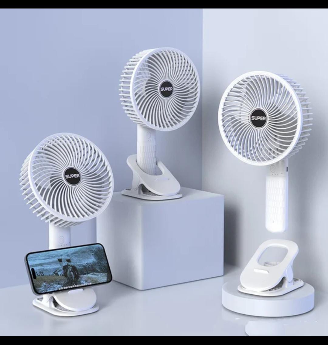 New portable 3 gears rechargeable desktop fan low noise air cooling handheld clipped circulator table fan Clip Fan USB Rechargeable Desk Fan with Sturdy Clamp, Quiet Operation, Strong Airflow with 360° Rotation for Home, Stroller, Office, Outdoor ValueKartPk