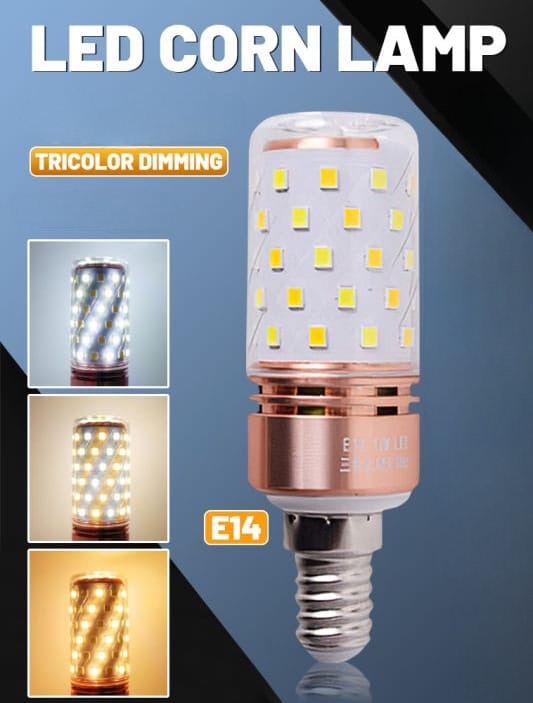 E14 LED Corn Light Lamp Bulb | 3 in 1 light modes Chandelier, Candle LED Light For Home &amp; Decoration - 12W/16W ValueKartPk