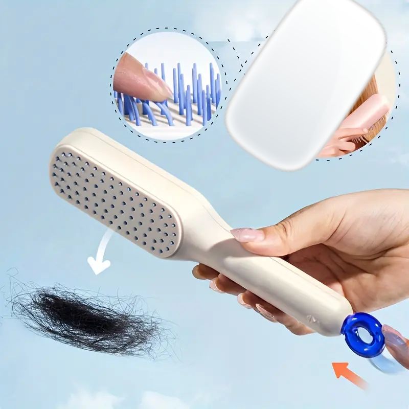 Self Cleaning Hair Brush, One-Click Cleaning Telescopic Hair Comb, Anti-Static Telescopic Hairbrush, Anti-Hair Entangled Automatic (random Color) ValueKartPk