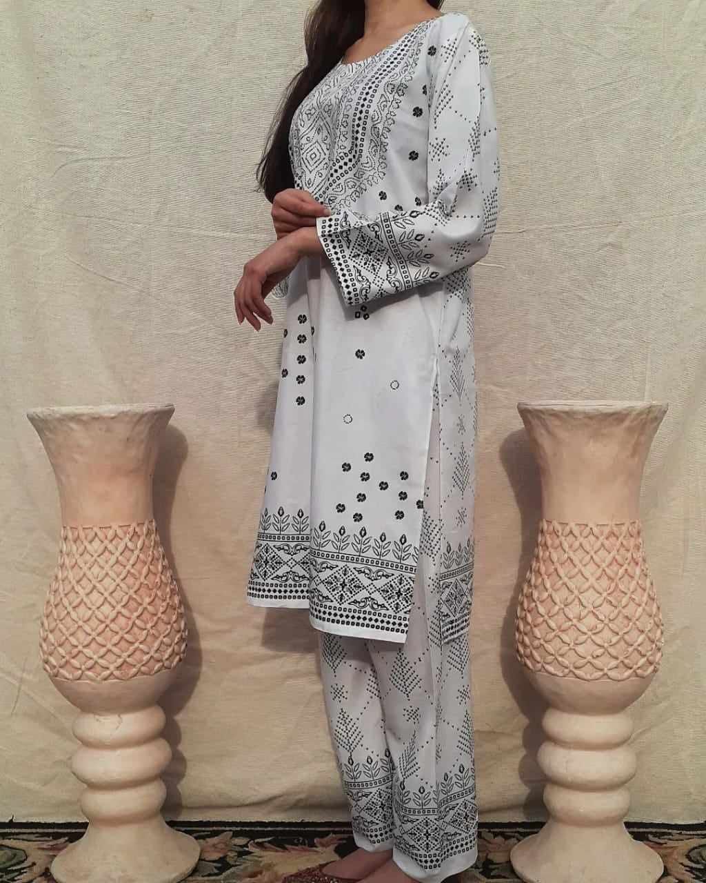 Summer Collection Linen Printed 2pc Dress Ready To Wear For Women ValueKartPk