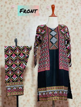 jacket print Summer Arabic Lenin 2 Pcs Stitched Suit For Women's and Girls. ValueKartPk