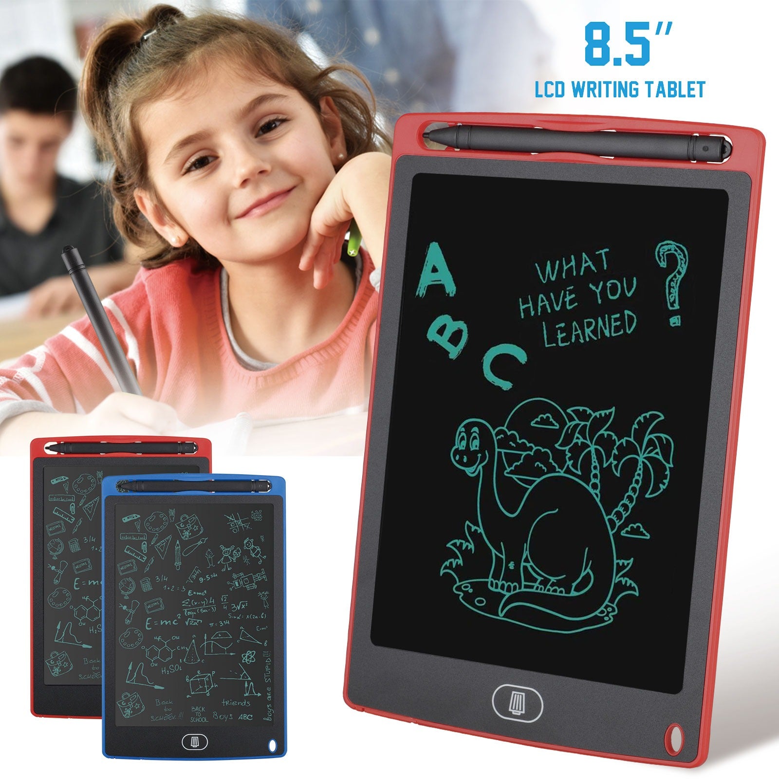 8.5 inch 🌈 LCD writing tablet for kids - digital drawing pad - erasable writing board - writing pad (random color) ValueKartPk