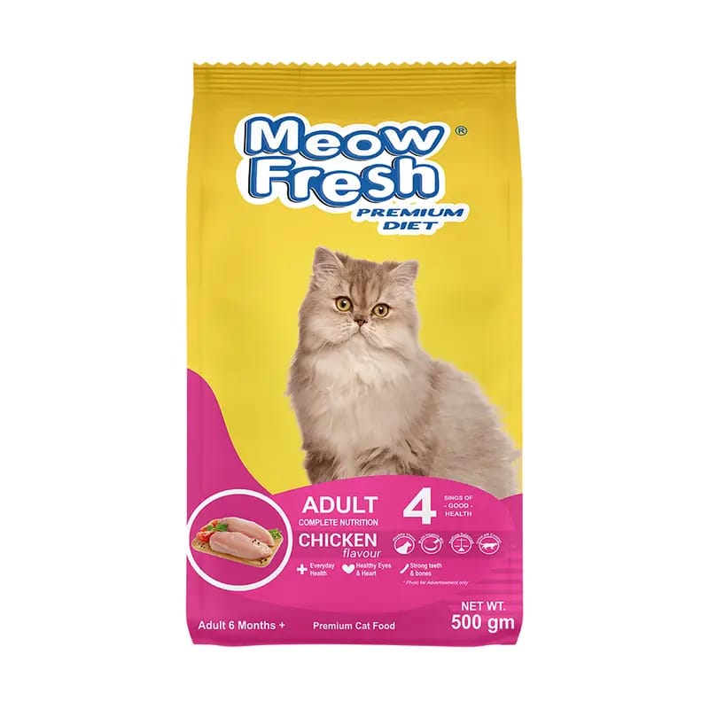 (Chicken)Meow Fresh PREMIUM DIET Dry Cat Food (500gm ) ValueKartPk