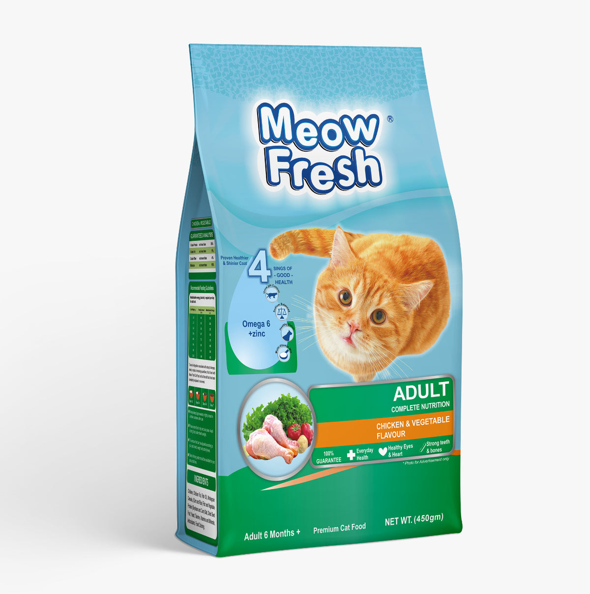 (Chicken and Vegetable) Meow Fresh Dry Cat Food Classic  (450 gm ) ValueKartPk