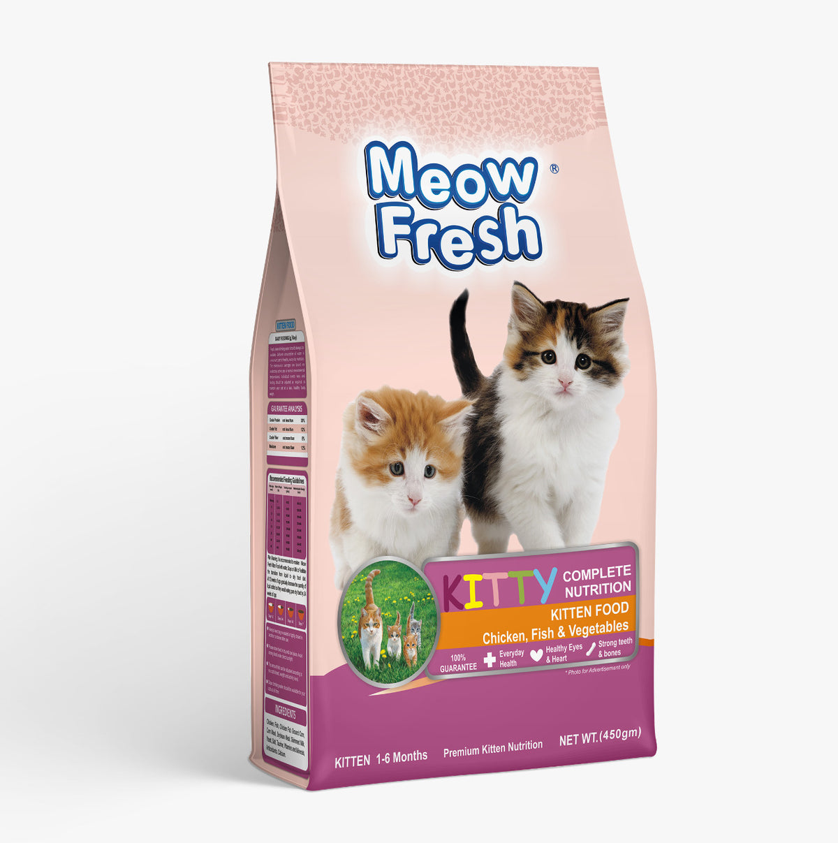 (Chicken , fish and Vegetable) Meow Fresh Kitten Dry Cat Food Classic(450 gm ) ValueKartPk