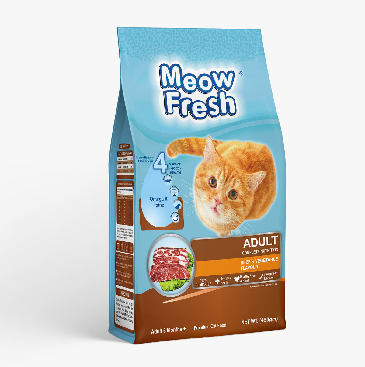 ( Beef and Vegetable) Meow Fresh Dry Cat Food Classic  (450 gm ) ValueKartPk