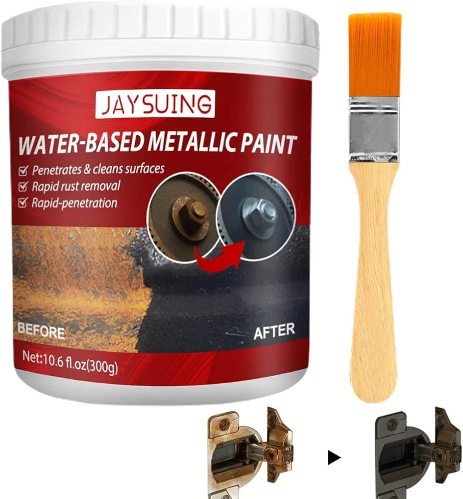 (300g) - Water-based Metallic Paint with brush Anti Rust Protection Coating for removing rust from metal - with Brush ValueKartPk