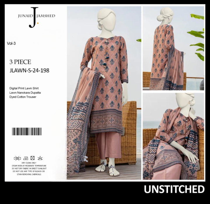 "JUNAID JAMSHED" Printed Lawn | Unstitched Collection 3 Pieces Casual Wear| Summer ValueKartPk