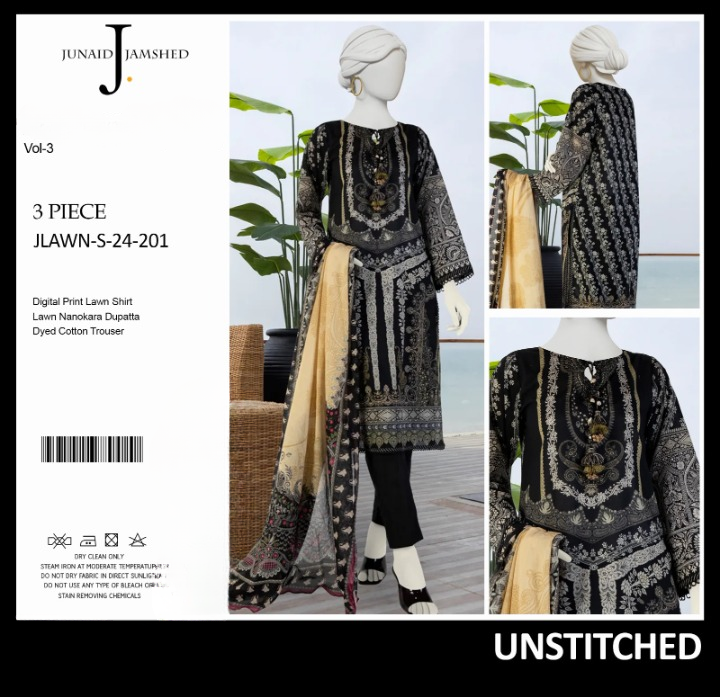 "JUNAID JAMSHED" Printed Lawn | Unstitched Collection 3 Pieces Casual Wear| Summer ValueKartPk