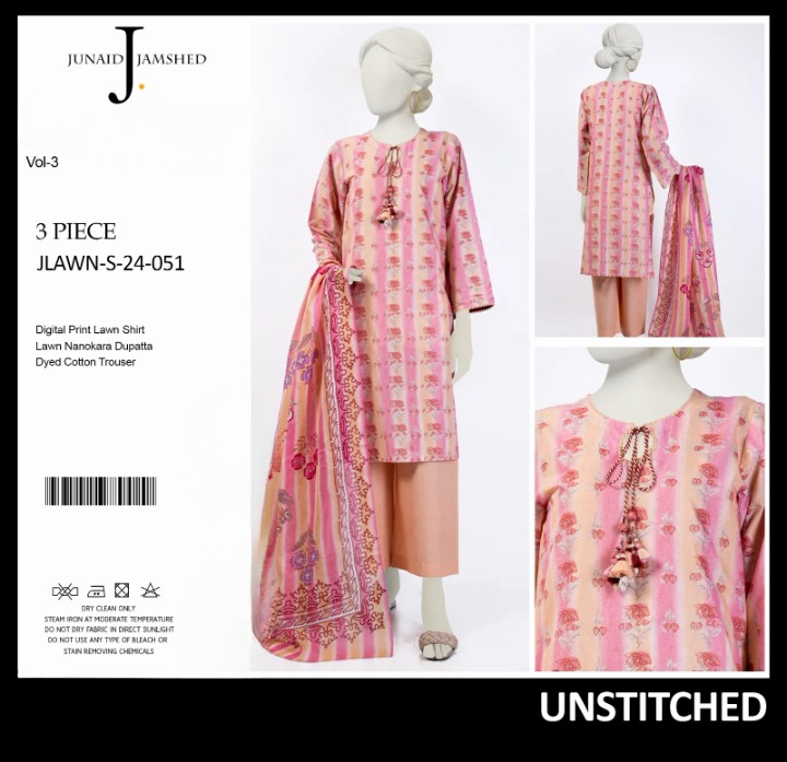 "JUNAID JAMSHED" Printed Lawn | Unstitched Collection 3 Pieces Casual Wear| Summer ValueKartPk