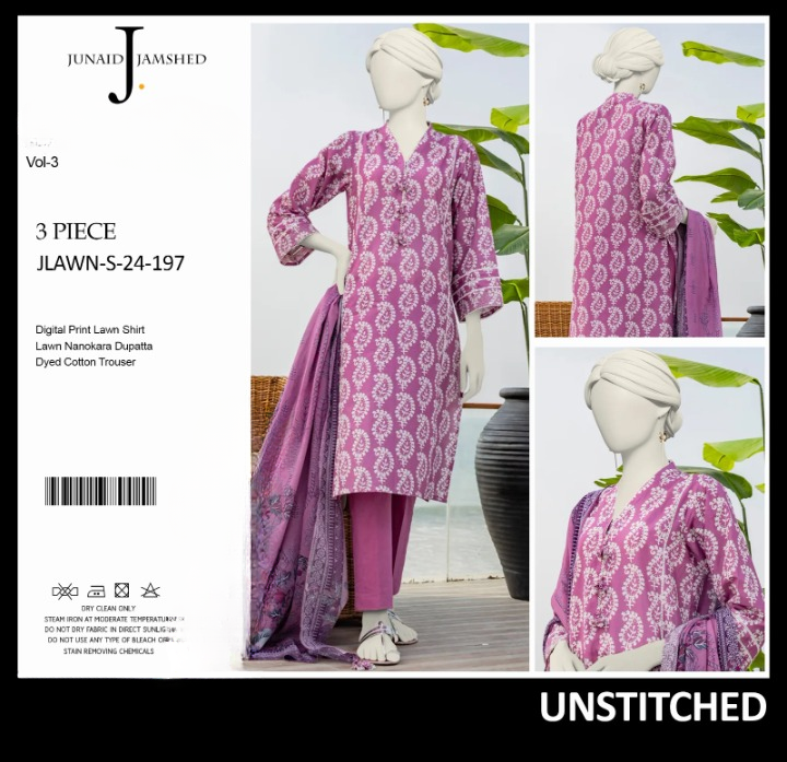 "JUNAID JAMSHED" Printed Lawn | Unstitched Collection 3 Pieces Casual Wear| Summer ValueKartPk