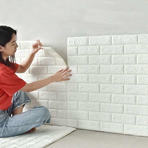 3d Wall Stickers Faux Brick White Brick | Bedroom Home Decor Waterproof Self Adhesive Living Room Wallpaper ValueKartPk