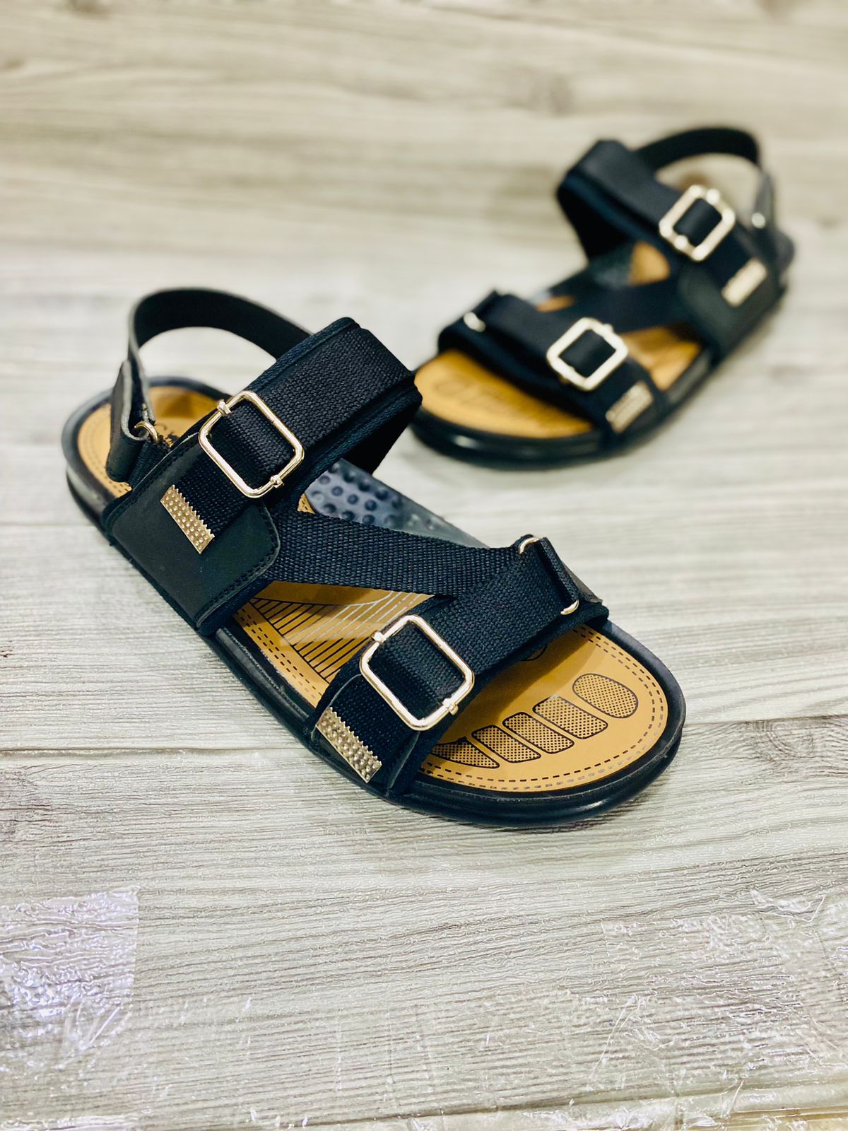 (Black ) Cross-Cross Sandle  For Men ValueKartPk