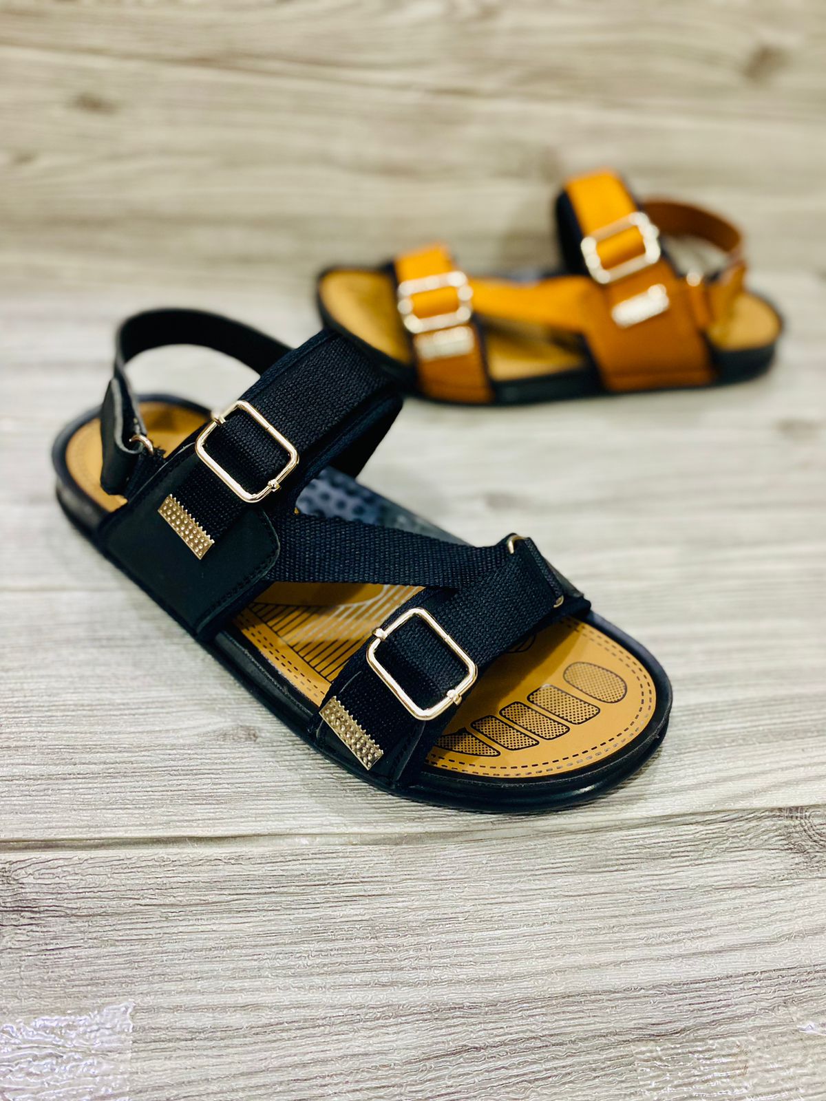 (Black ) Cross-Cross Sandle  For Men ValueKartPk