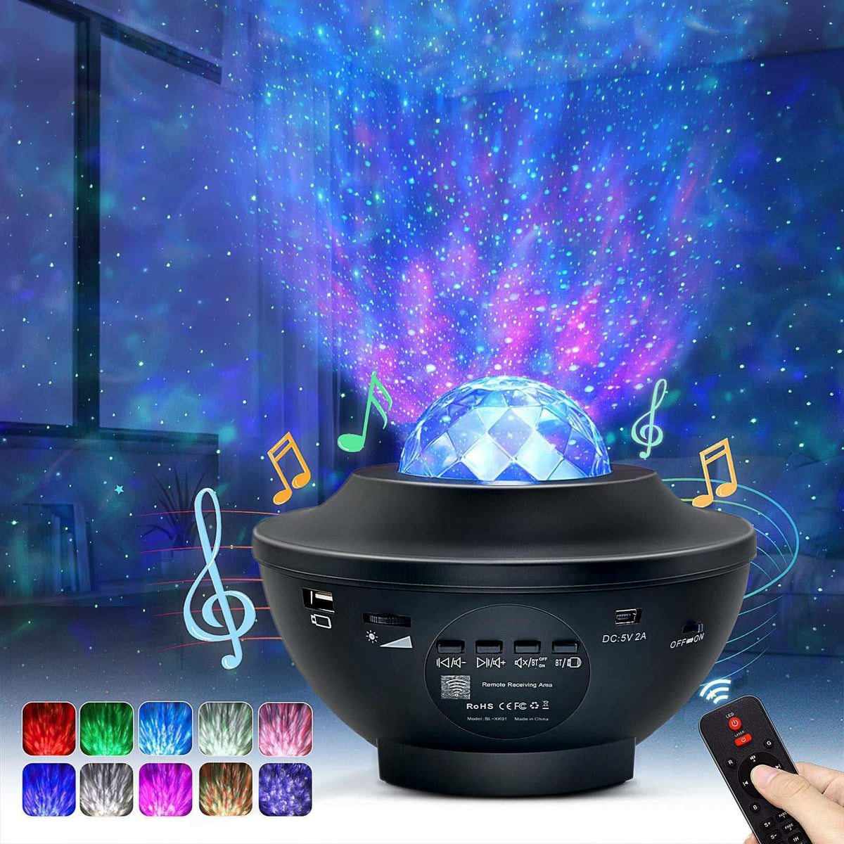 Colorful Starry Sky Galaxy Projector Nightlight Child Bluetooth USB Music Player Star Night Light Romantic Projection Lamp Gifts ValueKartPk