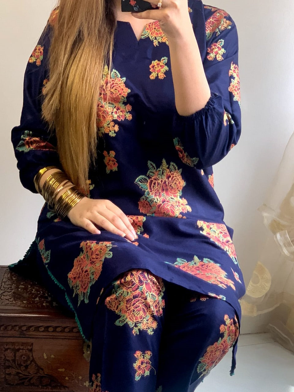 New Gulab 2 Pcs Linen Dress | Rose Print shirt and trouser for girls &amp; Women ValueKartPk