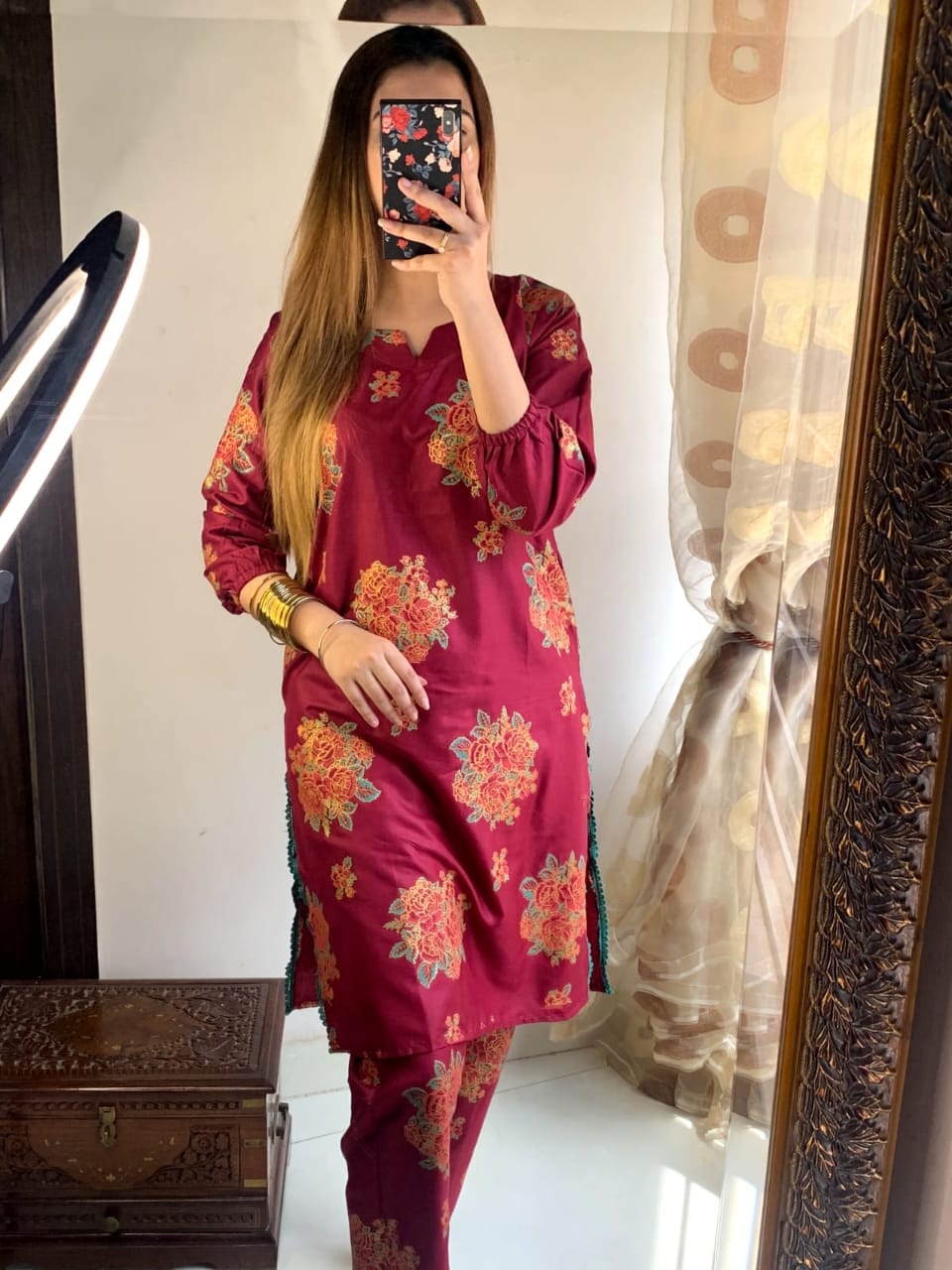 New Gulab 2 Pcs Linen Dress | Rose Print shirt and trouser for girls &amp; Women ValueKartPk