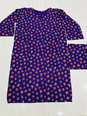 Butterfly print 2pc Linen Dress ValueKartPk