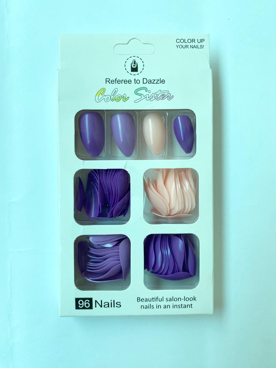 96 Nail Tips Original Natural Full Cover Acrylic Nail Tips Multi color ValueKartPk